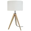 Image de Lampe A Poser Bois Métal Trépied Idun Naturel Écru D30 Cm