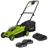 Image de Tondeuse à gazon 20V + 2 Batteries lithium 3.0Ah + Chargeur double Gazon 300m2 - Bac 30L VITO