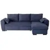 Image de Canape angle convertible reversible 3 places conforteam tissu bleu coffre et 2 coussins deco 8257