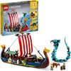 Image de LEGO® 31132 Creator 3-en-1 Le Bateau Viking et le Serpent de Midgard Jouet Transformable en Maison avec un Dragon ou un Loup