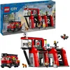 Image de LEGO® 60414 City La Caserne et le Camion de Pompiers Jouet de Figurine de Chien et 5 Minifigurines Cadeau Enfants