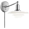 Image de LOUIS POULSEN lampe murale applique PH 2/1 avec le câble de prise (Chrome brillant - Verre opalin souflé et métal)