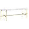 Image de GUBI table basse structure laiton TS CONSOLE 120 x 30 x H 40 cm (Blanc Carrara - Marbre et métal)