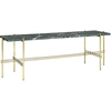 Image de GUBI table basse structure laiton TS CONSOLE 120 x 30 x H 40 cm (Vert Guatemala - Marbre et métal)