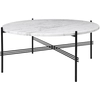 Image de GUBI table basse ronde structure noire TS Ø 80 x 35 cm (Blanc Carrara - Marbre et métal)