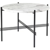 Image de GUBI table basse ronde structure noire TS Ø 55 x 41 cm (Blanc Carrara - Marbre et métal)