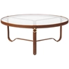 Image de GUBI table basse ADNET TABLE Ø 100 cm (Tan - Verre et cuir)