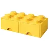 Image de LEGO Boîte de Rangement Brique 8 Plots avec 2 Tiroirs Jaune   Organiseur Empilable Jouets et Bureau