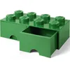 Image de LEGO Boîte de Rangement Brique 8 Plots avec 2 Tiroirs Verte   Organiseur Empilable Jouets et Bureau