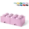 Image de Tiroir à briques lego brick drawer 8 boutons avec 2 tiroirs - rose