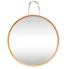 Image de Grand Miroir Rond Suspendu Bois et Lanière Cuir 0000000