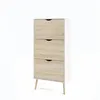 Image de Meuble à chaussures - Décor Blanc et chêne - 12 paires - Style scandinave - L702 x P239 x H1389 cm - ARO