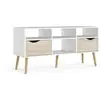 Image de Meuble Tv - 4 Niches 2 Tiroirs - Blanc / Chene - 117,2 X 39,1 X 57,4 Cm Aro