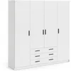 Image de Armoire Vega - Décor Blanc Mat - 4 Portes + 3 Tiroirs - L 195,5 X P 49,6 X H 200,4 Cm