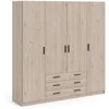 Image de Armoire Vega - Décor Chene Jackson - 4 Portes + 3 Tiroirs - L 195,5 X P 49,6 X H 200,4 Cm