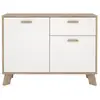 Image de Buffet 2 portes, 1 tiroir décor chêne et blanc l98,7 cm - storm