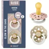 Image de BIBS Boheme Glow Lot de 2 tétines Téterelle ronde Latex de caoutchouc naturel Taille 1 (0-6 mois) Blush Glow / Vanilla Glow