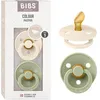 Image de BIBS Colour Anatomical Lot de 2 sucettes Téterelle anatomique. Latex de caoutchouc naturel Taille 1 (0-6 mois) Ivory / Sage