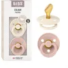 Image de BIBS Colour Anatomical Lot de 2 sucettes Téterelle anatomique. Latex de caoutchouc naturel Taille 2 (6-18 mois) Ivory / Blush