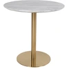 Image de Table À Manger Ronde Piza   Effet Marbre Blanc Et Pied Laiton Doré-diamètre 90 Cm