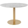 Image de Table À Manger Ronde Piza   Effet Marbre Blanc Et Pied Laiton Doré-diamètre 110 Cm