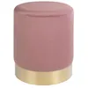 Image de Pouf en velours rose avec base en laiton Ø 34 x 43 cm