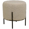 Image de Pouf Rond Alford   Tissu Bouclette & Pieds Métal Noir-beige