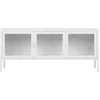 Image de Meuble Tv 3 Portes Vitrées Acier Blanc 130 X 40 X 55 Cm