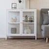 Image de Buffet - EBUY24 - KITY - 2 portes vitrées - Métal blanc - 80x35x80 cm
