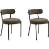 Image de Lot De 2 Chaises En Tissu Bouclette Et Métal Badalona-marron