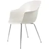Image de GUBI chaise avec accoudoirs BAT DINING CHAIR avec la base chrome (Alabaster white - polypropylène et acier)