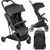 Image de Moby System Poussette Canne Enfant de 6 à 36 Mois Housse de Pluie 2 Fenêtres Petites Roues LENA Légère Compacte Grand Panier Noire