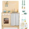 Image de Mamabrum Cuisine Enfant En Bois 86x55x29.5 Cm - Eclairage Led + Tablier & Accessoires
