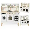 Image de Cuisine enfant bois avec éclairage led, cuisine jouet interactive - micro-ondes, lave-vaisselle, machine à café, four, évier, robinet et accessoires