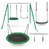 Image de Balançoire enfant 3+, balançoire de jardin double avec support et corde, balançoire ronde avec réglage en hauteur, siège, charge maximale 200 kg