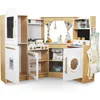 Image de Cuisine Enfant En Bois - Interactive, Éclairage Led, Cafetière Et Ensemble Légumes Et Fruits
