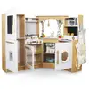 Image de Cuisine enfant en bois - cuisinière interactive, éclairage led, cafetière et accessoires - pots, ensemble légumes et fruits - jusqu'à 50 pièces