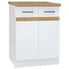 Image de Junona Meuble Bas De Cuisine 60 Cm - 2 Portes - Plan De Travail - Blanc Brillant