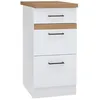Image de Junona Meuble Bas De Cuisine 40 Cm - 3 Tiroirs + Plan De Travail - Blanc Brillant