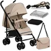 Image de MoMi AKIRA - Poussette canne ultra compacte - 6 7 kg - 6m à 15 kg - Accessoires inclus: sac + moustiquaire - Beige