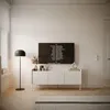 Image de Meuble TV 3 portes   TOVI   blanc / couleur chêne linberg  140 cm