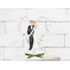 Image de Figurine de mariage - PARTYDECO - Couple de mariés - 16 cm - Coeur blanc - Résine ornée de fleurs