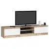 Image de Meuble tv pour salon akord chêne sonoma 160 cm 2 portes façade blanche 2 étagères 160x40x33 cm RTV K160 2D 1P