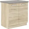 Image de Meuble bas 2 portes battantes avec plan de travail - Décor chêne sonoma - L 80 x P 516 x H 82 cm - LASSEN