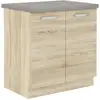 Image de Meuble bas 2 portes battantes avec plan de travail - décor chêne sonoma - l80xp51,6xh82cm LASSNEWBAS80