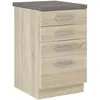 Image de Meuble bas 4 tiroirs avec plan de travail - Décor chêne sonoma - L 40 x P 516 x H 85 cm - LASSEN