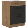 Image de Meuble casserolier rock - mélaminé décor chêne lancelot et gris matera - 3 tiroirs ROCKD3S