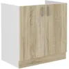 Image de SARA Meuble bas evier - Décor chêne sonoma - 2 portes Battantes - L80xP48xH82 cm