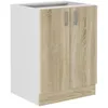 Image de Meuble Bas Sara - 2 Portes - Décor Chêne Sonoma - L60 X P48 X H82 Cm - Plan De Travail Non Inclus - Fabriqué En Pologne