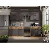 Image de Cuisine Complete Rock 7 Éléments - Décor Chene Lancelot Et Gris Matera - L260 X P52 X H82cm - Plan De Travail Non Inclus